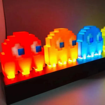 Game Marios Cute 3D Night Lights Colorful Pac Man Figure Pixel Led Question Mark Light  Atmosphere Lamp Birthday Gift