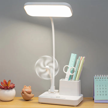 (Gift: Fan and pen holder)--3 Modes Touch Dimming USB Dimming Clip Table Lamp Student Dormitory Learning Study Table Light