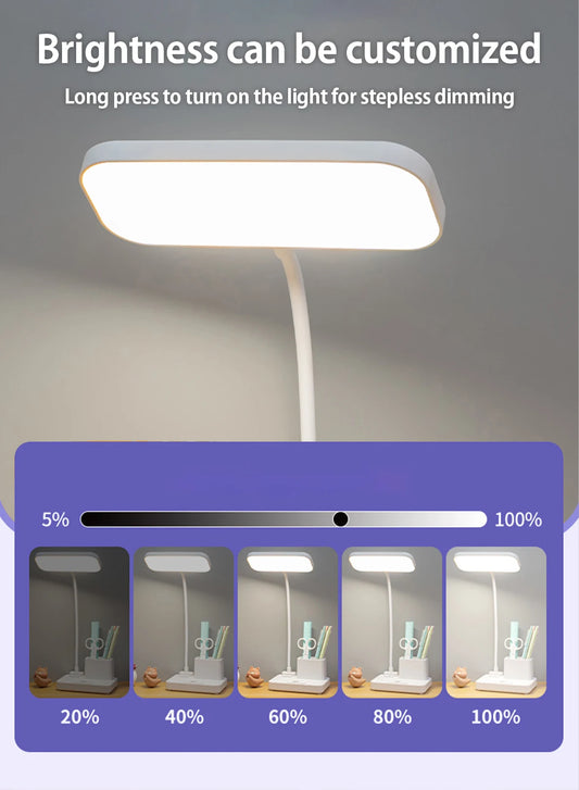 (Gift: Fan and pen holder)--3 Modes Touch Dimming USB Dimming Clip Table Lamp Student Dormitory Learning Study Table Light