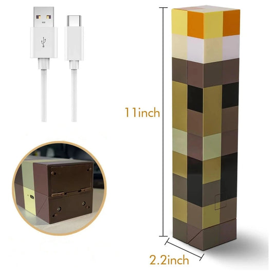 Game Brownstone LED Night Light 4 Colors USB Charging Table Lamp with Buckle Bedroom Decor Kids Toy Gift Torch Lamp Figure