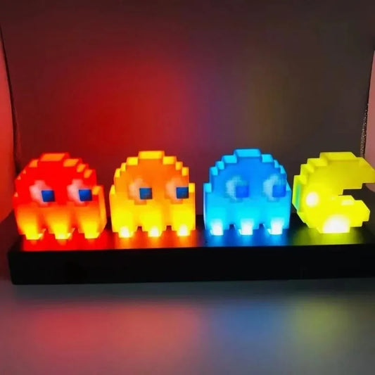 Game Marios Cute 3D Night Lights Colorful Pac Man Figure Pixel Led Question Mark Light  Atmosphere Lamp Birthday Gift