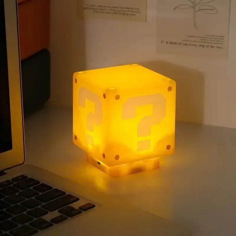 11cm Game Marios Bros Anime LED Question Mark Brick Night Light USB Charging Desk Lamp Light for Kids Birthday X-mas Gifts Toys