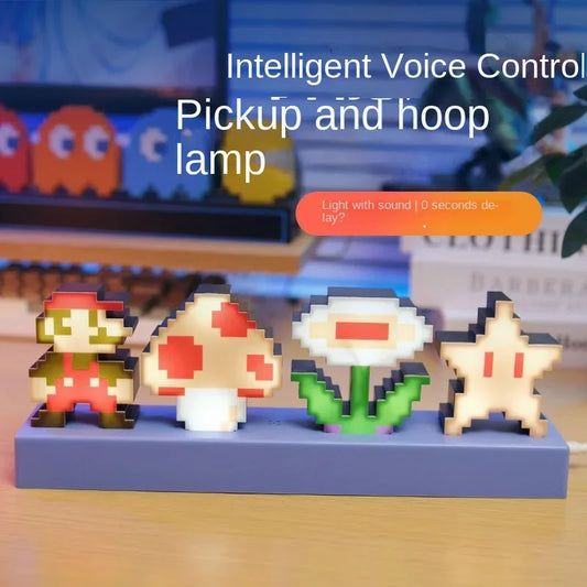 Super Mario Smart Sound USB Control LED Light Music Rhythm Ambient Pickup Night Lamp Lighting for Compute Gaming Desktop Decor